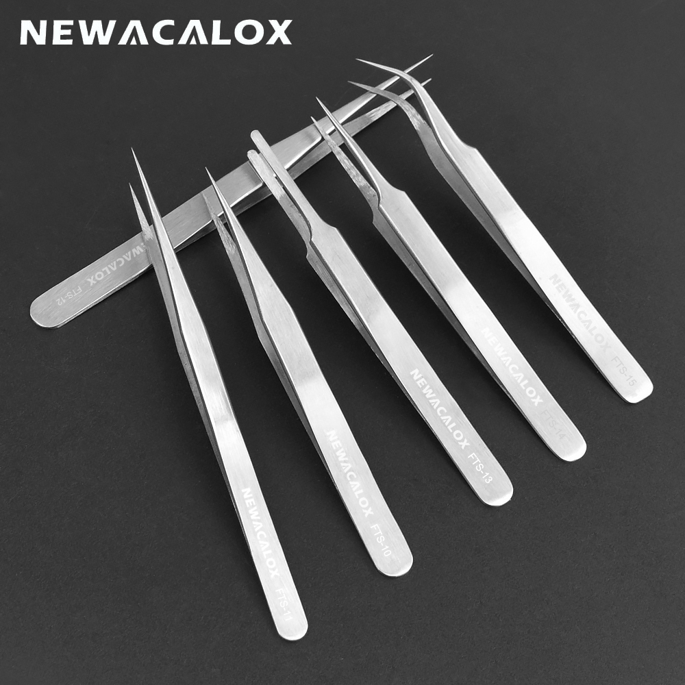 NEWACALOX 6 teile/satz Präzision Pinzette Anti-statische Anti-säure Nicht-magnetische Tipps für Elektronik Schmuck-, der reparatur Hand Werkzeuge