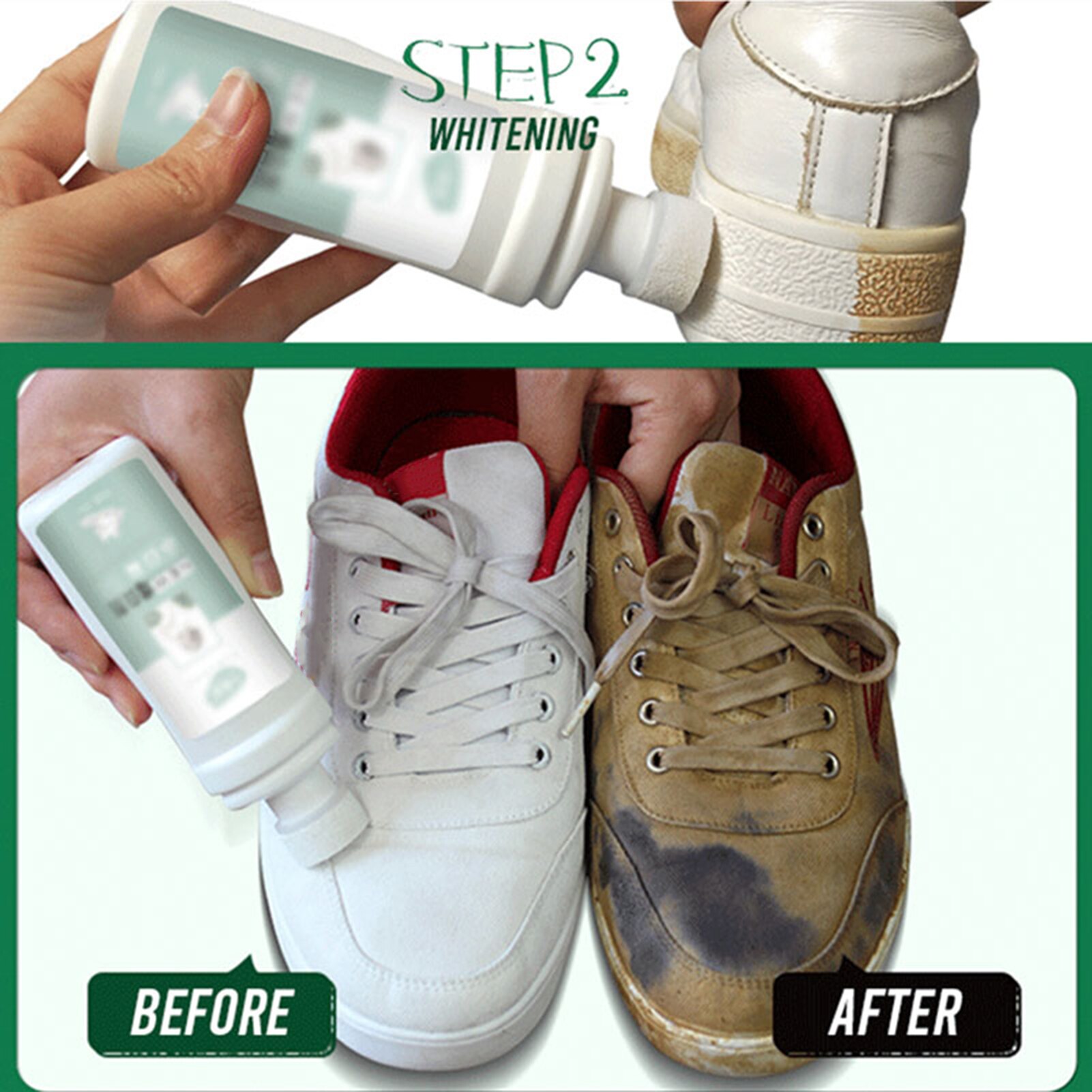 100ml White Shoes Cleaner Agent Whiten Refreshed Polish Cleaning Tool for Casual Leather Shoe Sneakers Dry Cleaning Brush Tool