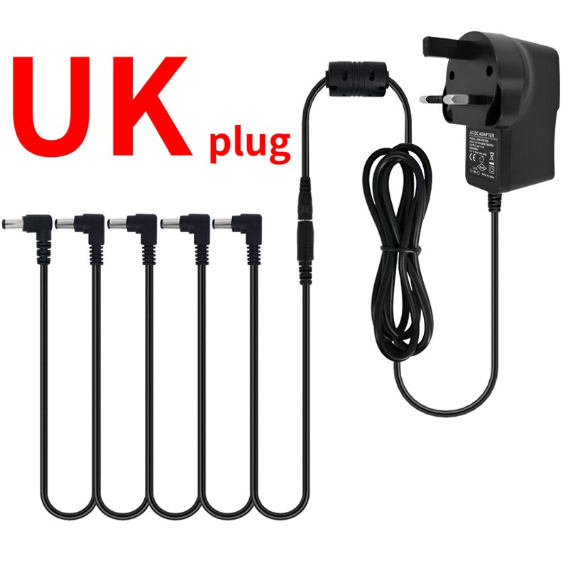 Guitar Effect Pedal Power Supply Adapter 9V DC 1A 5 Way Cables Daisy Chain: UK9V1A 1TO5
