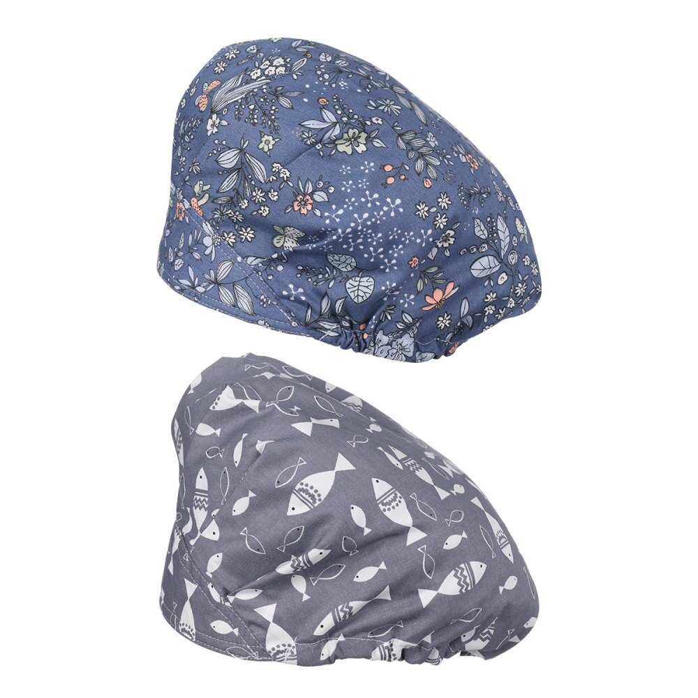 TENDYCOCO 2pcs Printed Operating Room Cap Working Hat Cotton Working Headdress: Default Title