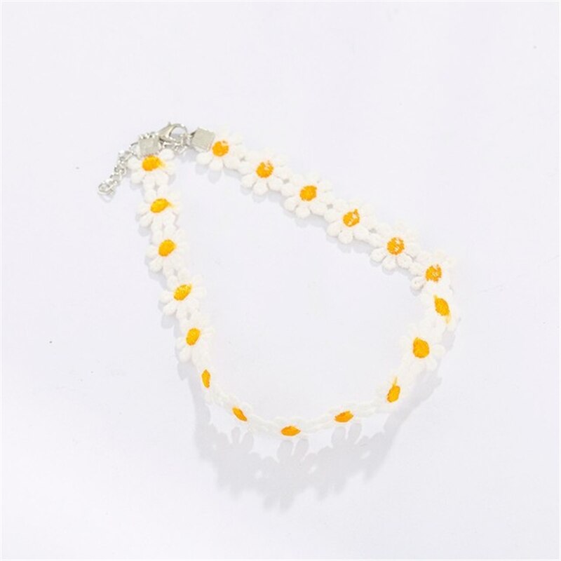 Korea Daisy Lace Chokers Necklaces for Women Female Cute Flower Collar Chain Rainbow Color Necklace Girl Party