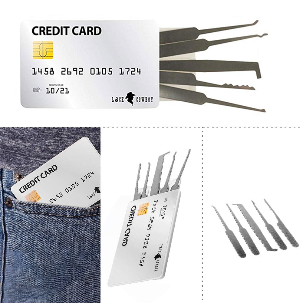 Lock Pick Set with Transparent Training Padlock and Credit Card Lock Picking Tool Kit for Beginner and Pro Locksmiths