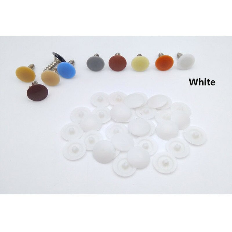 200 stk hengslet plastskruedeksel brette snapp caps knapp til bil hjemmemøbler dekor spikerhull skjul forskjønne forsenket skrue: Hvit
