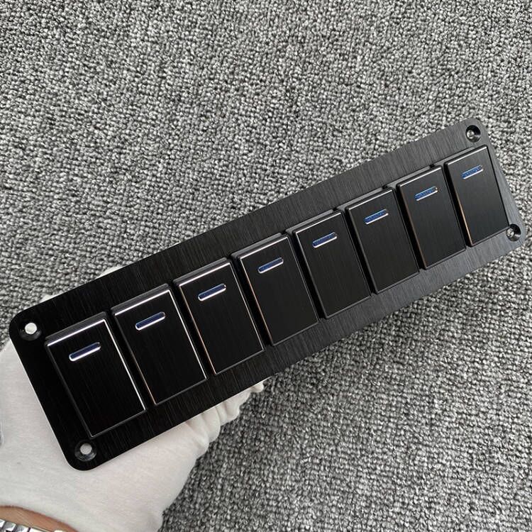Metal 2-8 Gang Marine Boat Switch Panel LED ON-OFF Rocker Switch Panel For Marine Boat Caravan RV 12V 24V with Cars: Beige