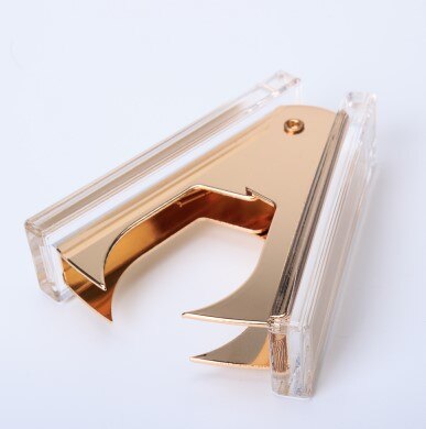 Acrylic Gold Scissors and Staple Remover and Memo Pad Note Holder Fits 4 x 6 Inches Note Paper stationery desktop stationery: Y Staple Remover