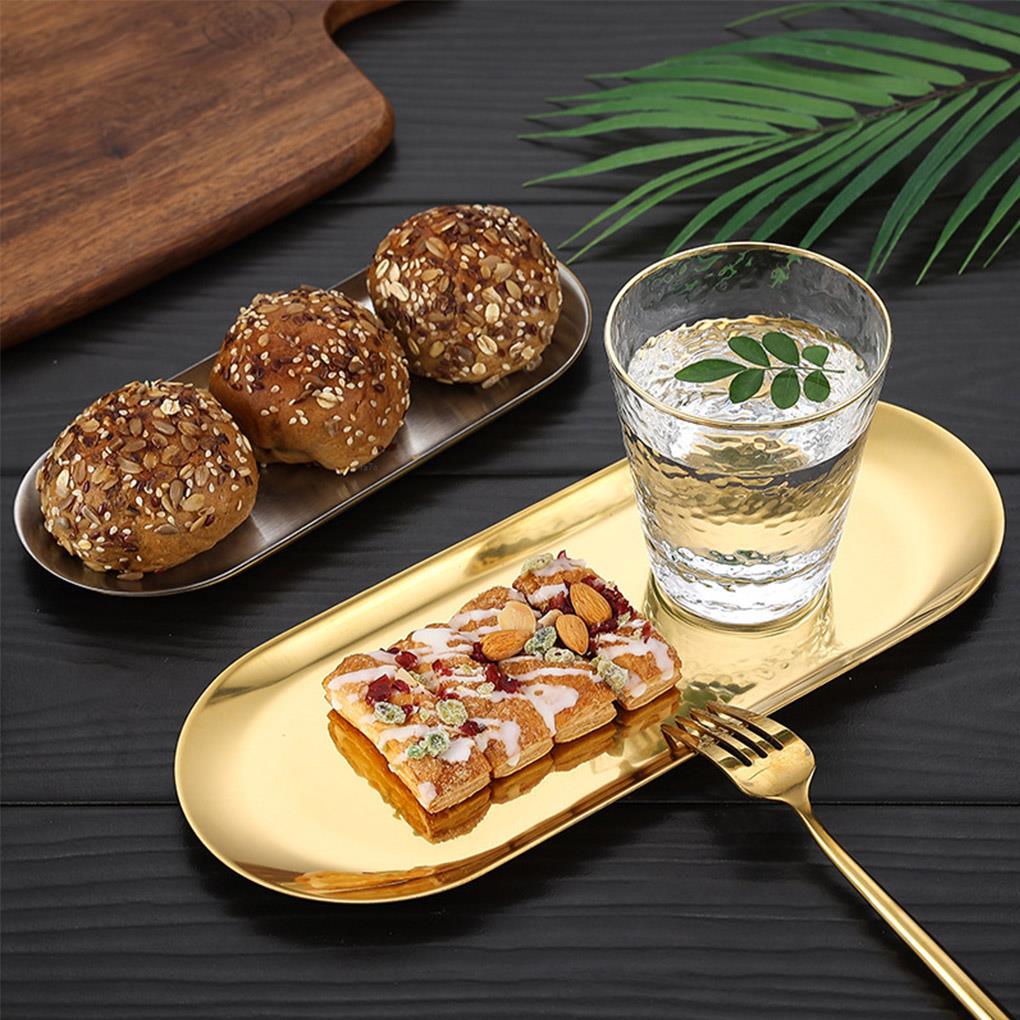 Cake Storage Dining Plate Snack Western Bread Toast Dessert Tray Home Stainless Steel Dish Ring for Party Banquet