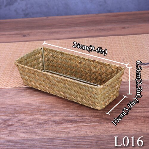 Cesta grande tejida Natural de mimbre de paja para mesa de hogar, toallas de pan de fruta, juego de contenedores de cesta mimbre almacenamiento de cocina pequeños: 24cmL016