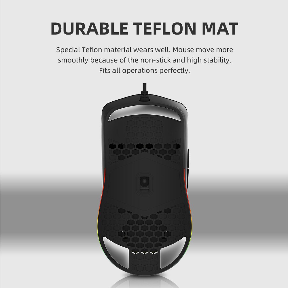 Delux  m700 67g pmw 3389 lätta trådbundna möss gamingmus rgb 7 knappar helt programmerbar honeycomb ihålig mus gamer