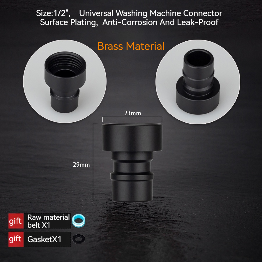 Messing 1/2 "Waschmaschine Wasserhahn Adapter, 1/2" -3/4 "Adapter: Black