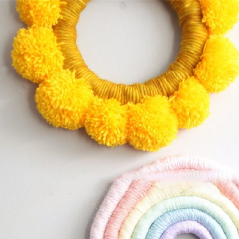 Nordic Hand-woven Cotton Thread Weaving Sun Flower Wall Hanging Pendant Decorati Q6PD