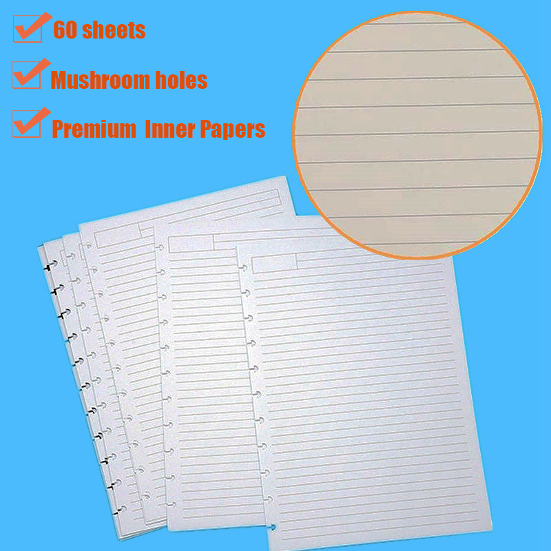 B6/A5/A4 Notebook Refill Papers for DIY Notebook with 7/8/11 Mushroom Holes Inner papars Lose Leaf Accessories LF19-289