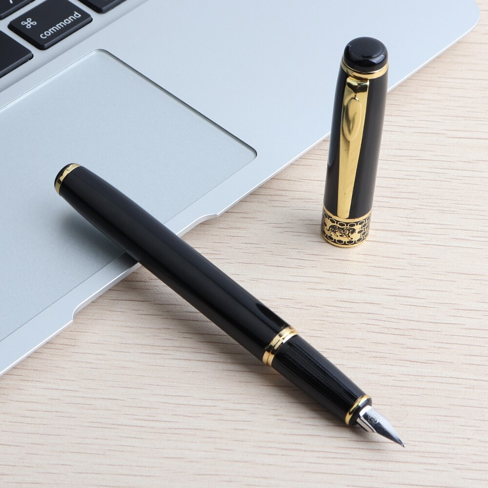 GENKKY Full Metal Fountain Pens Silver Gold Clip Fountain Pen Luxury For School Business Writing Office Supplies