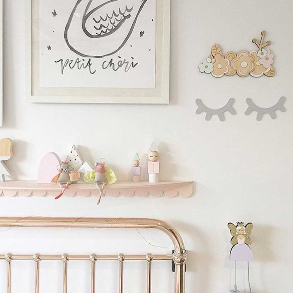 Baby Bed Bumper Ins Style Wooden Eyelashes Wall Sticker Baby Room Decor Photography Props Cartoon 5 Colors