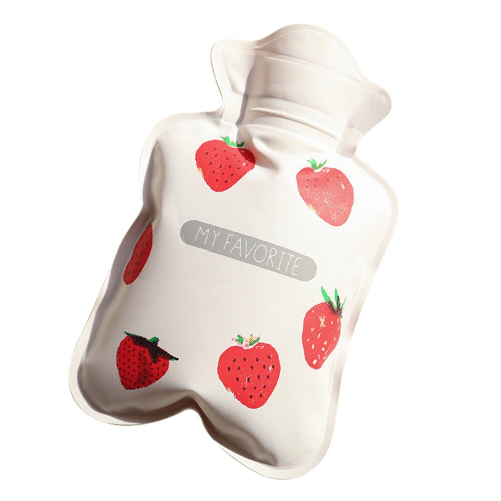 Classic Rubber Water Bottle Water Bag with Knit Cover): Strawberry