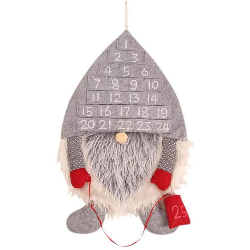 Stof julekalender stof adventsdukke nedtælling julemandskalender julepynt til år jul: Grå