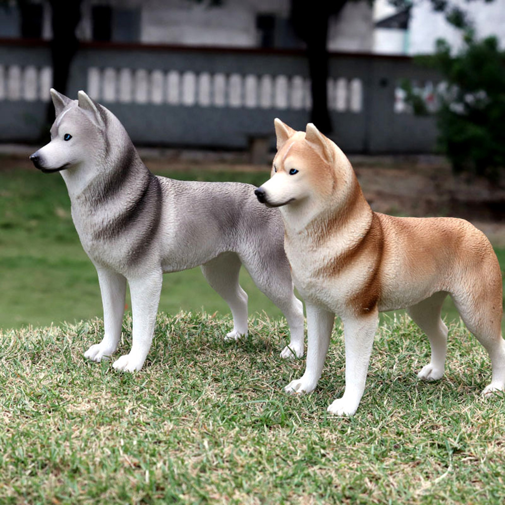 Simulazione cane Husky plastica modello animale Desktop ornamento Decor giocattolo per bambini modello animale figure figurine per giocattoli per bambini