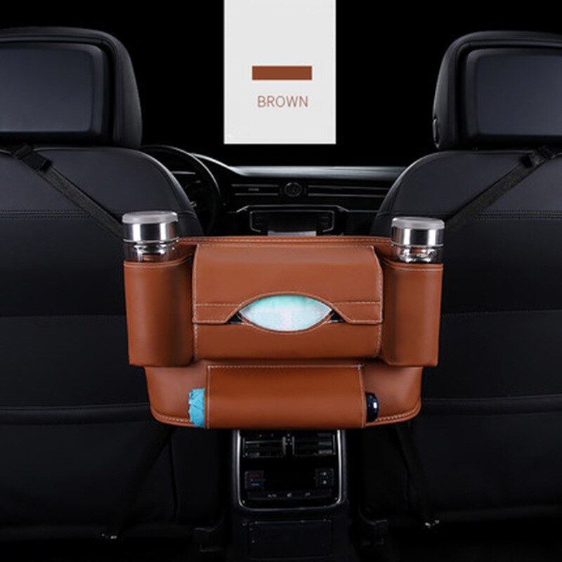Advanced Car Net Pocket Handbag Holder PU Leather Between Car Seat Storage Black PU Leather Stowing Tidying Bag Interior: 06