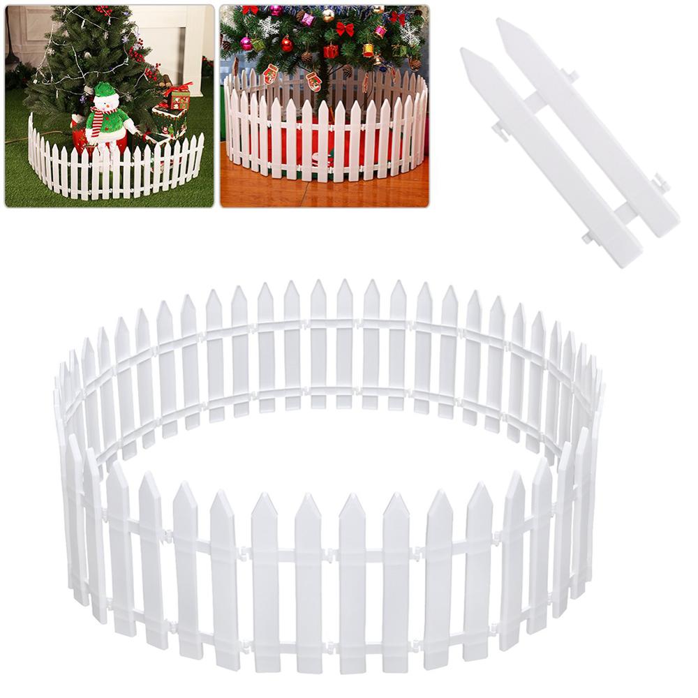 Christmas Tree Fence White PVC Fence Garden Fence Guardrail Surround Christmas Tree Decorative Fence Decor Ornament