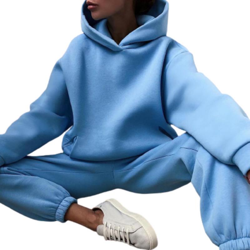 Ensemble deux pièces pour femme, sweat-shirt à manches longues et pantalon de couleur unie, à la: 03 / L