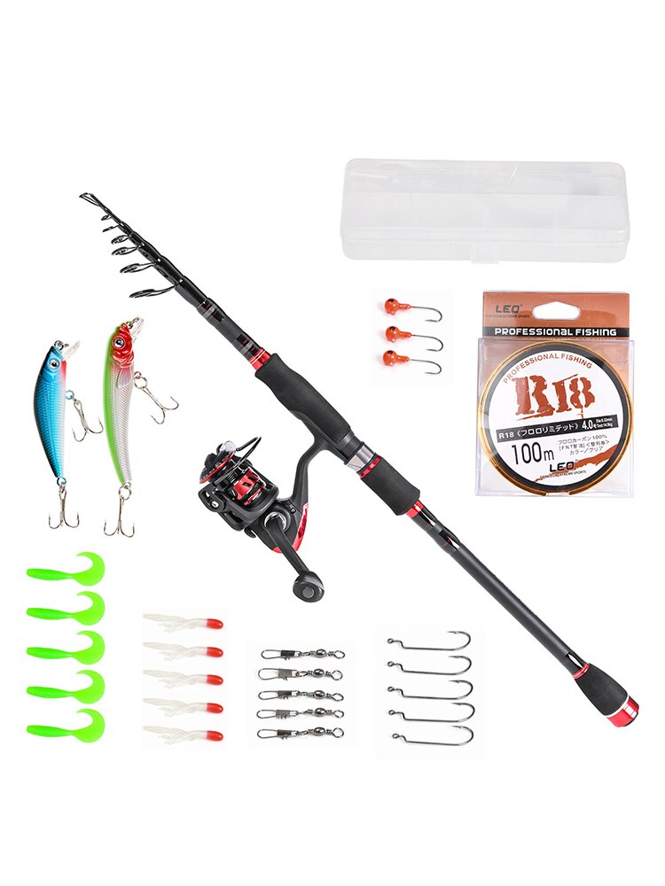 Telescopic Rod Reel Combination Carbon Retract Rod 4-piece Set Bait Fishing Wheel Line Carbon Fiber Baitcast Rod Fishing Kit