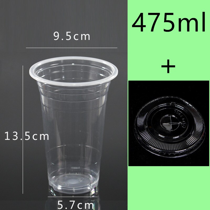 50 Stuks 95Mm Kaliber Transparante Wegwerp Glazen 400Ml Plastic Bekers Voor Drinken Party Gunsten Melk Thee cup Met Deksel: cup and lid4 / 575ml 50pcs