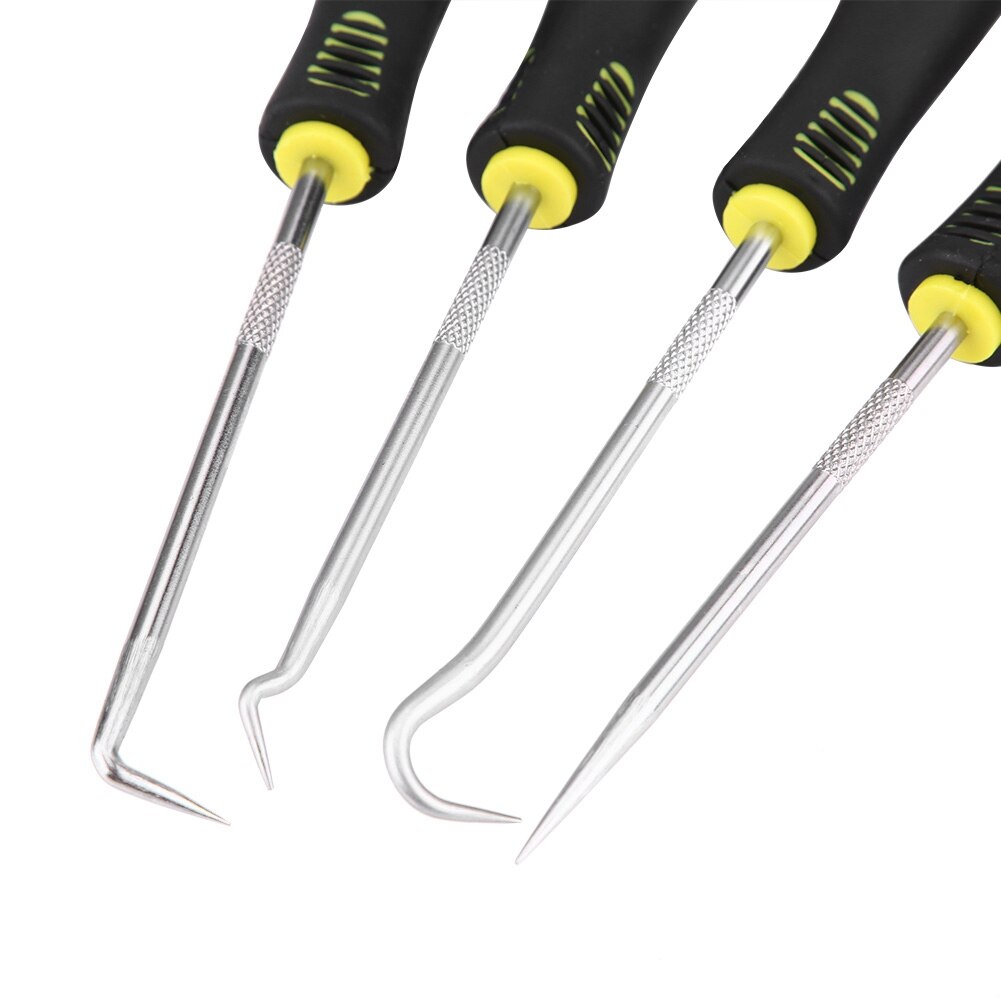 Overzeese 9 Stuks Schraper Pick Haak Kit Pakking Schrapen Slang Removal Tool Set Aluminium Geel + Zwart Pakking Schraper set