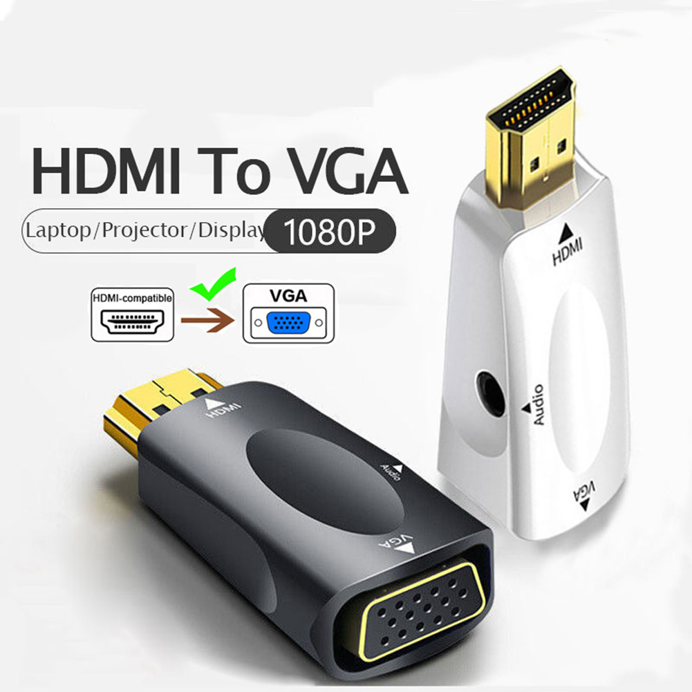 Mini-HDMI-kompatibel mit VGA-Konverter Breit kompatibler Stecker-Famale-Konverter-Adapter 3,5-mm-Buchse Audio- HD 3,5 p für PC-Monitor