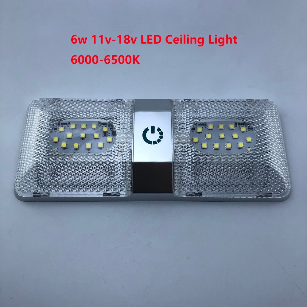 6W Dual Rectangular Ceiling Light with Touch Function Dimmer Switch 12v DC Boat/Marine Roof Lamp Interior Spotlight RVs Caravans