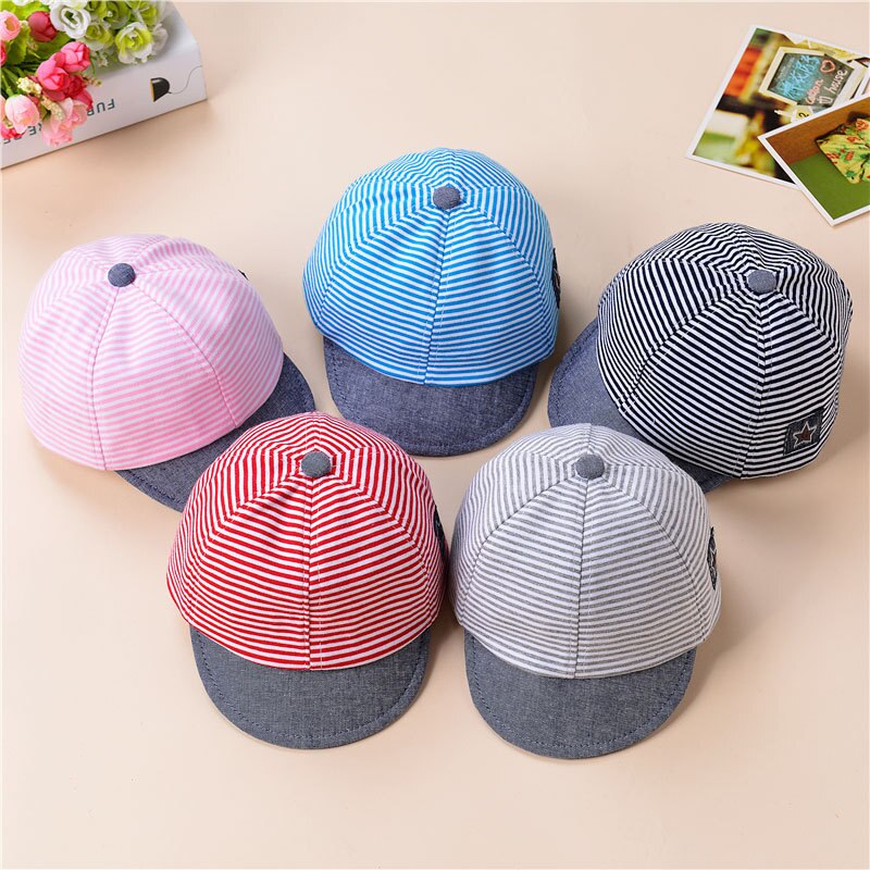 a rayas sombrero para bebé Linda gorra de béisbol de algodón para bebés de 6 a 20 meses, gorro para el sol de verano, primavera Otoño, gorra con visera