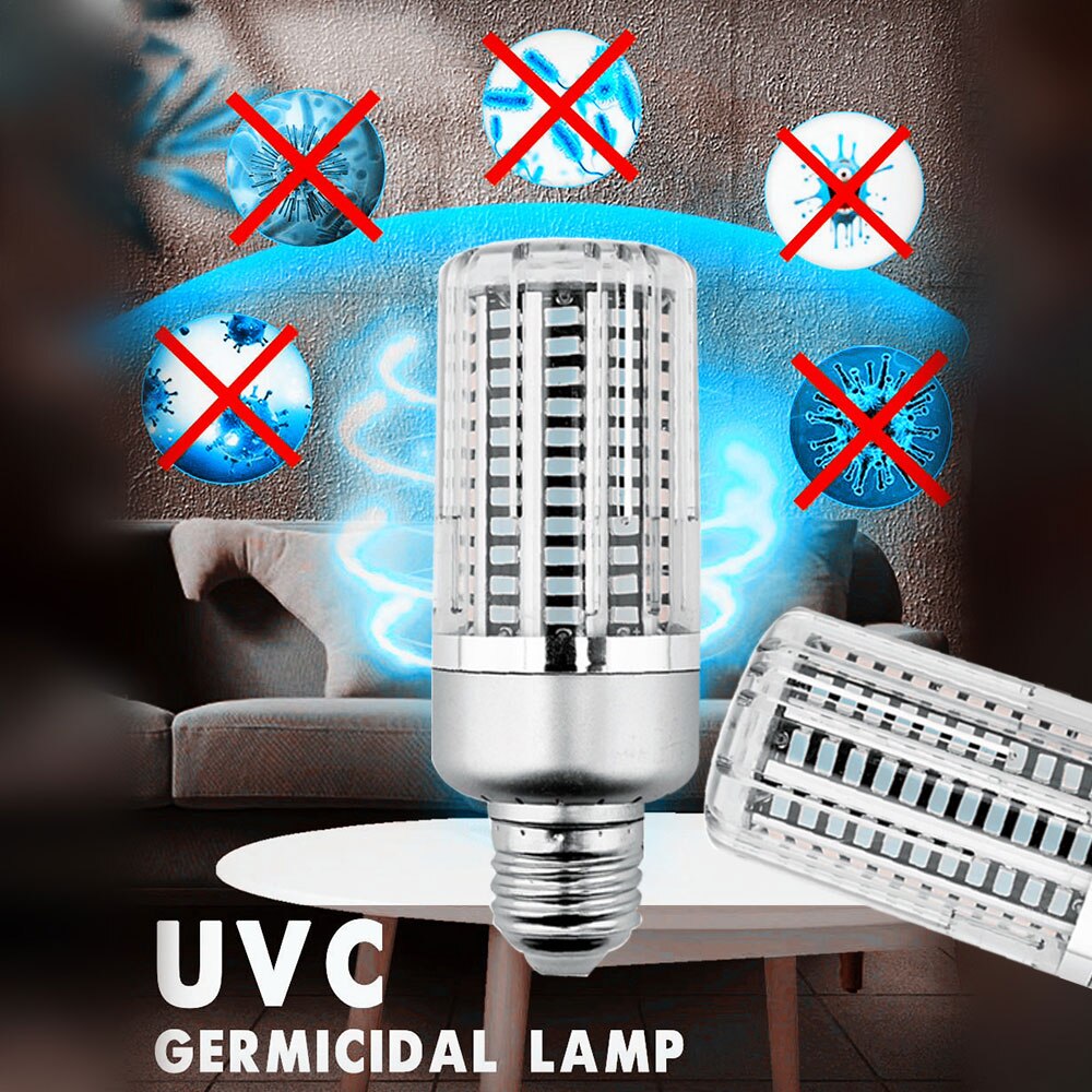 40W 130LEDs UVC Light Bulb UV Germicidal Lamp Sterilizer E27 Corn Shape Light Disinfection light Clean Air Remove Remote control