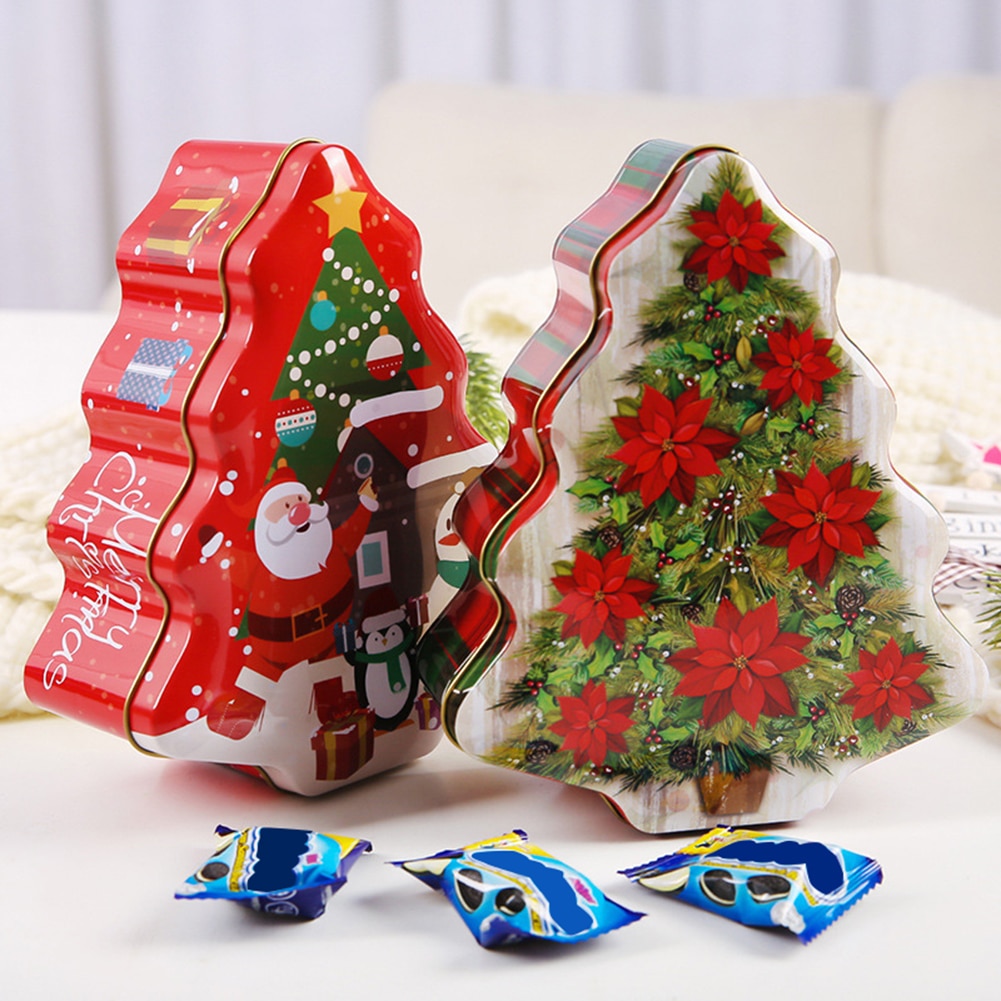 Julekasse juletræ metal tin kasse container holder kasse jul atmosfære dekoration sag