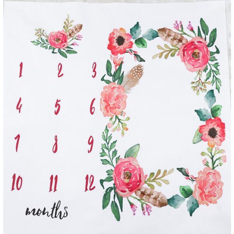Baby Baby Milestone Deken Foto Fotografie Prop Dekens Achtergrond Doek Kalender Bebe Jongen Meisje Foto Accessoires 100X100 Cm: BPP013