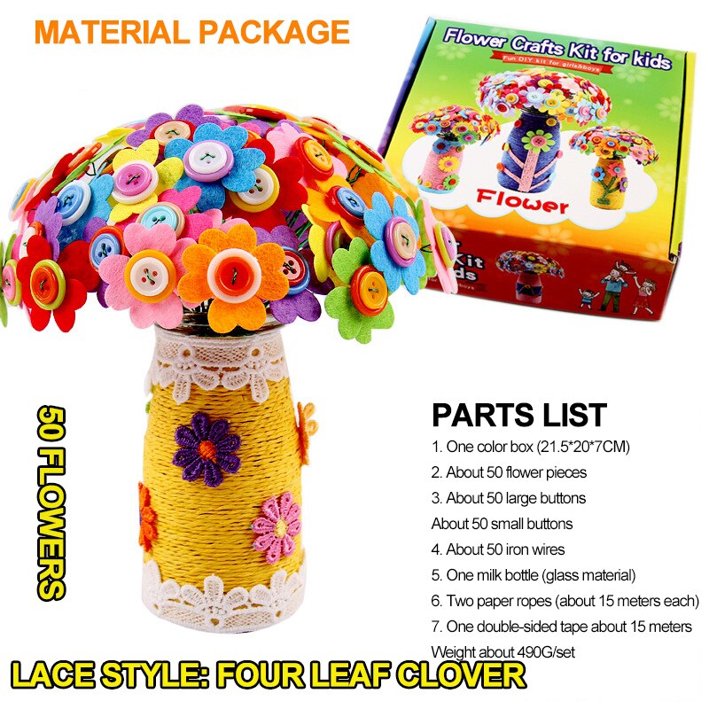 Los niños hecho a mano botón original-flores artesanía bricolaje flor botón de la flor de juguete niñas juego
