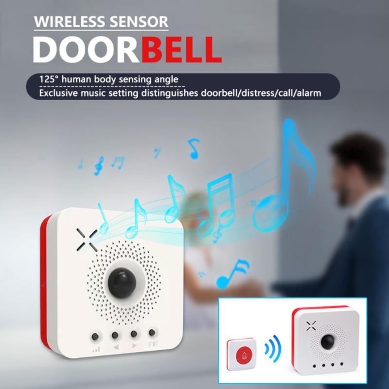 Wireless Sensor Doorbell Smart Human Body Induction Door Bell Alert Chime Alarm Burglar Doorbell Emergency Call For The Aged
