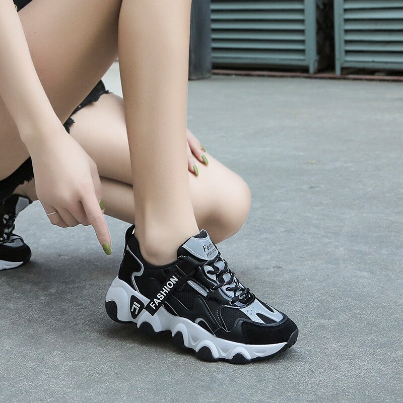 Damskie grube trampki grube dno platformy buty wulkanizowane moda oddychające buty tenisowe dla kobiety kobieta Zapatos De Mujer