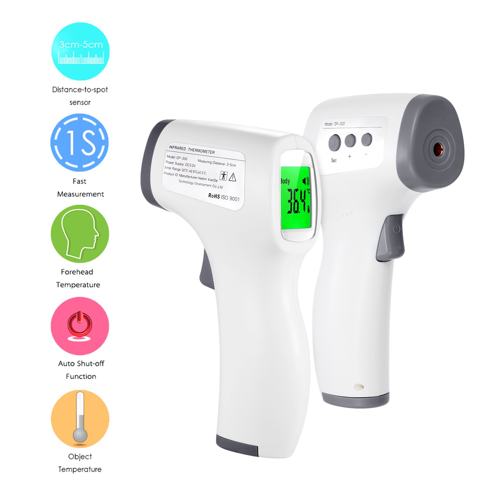 Thermometer digitale infrarood voorhoofdthermometer contactloze thermometers lcd koortsalarm draagbare temperatuurmeter