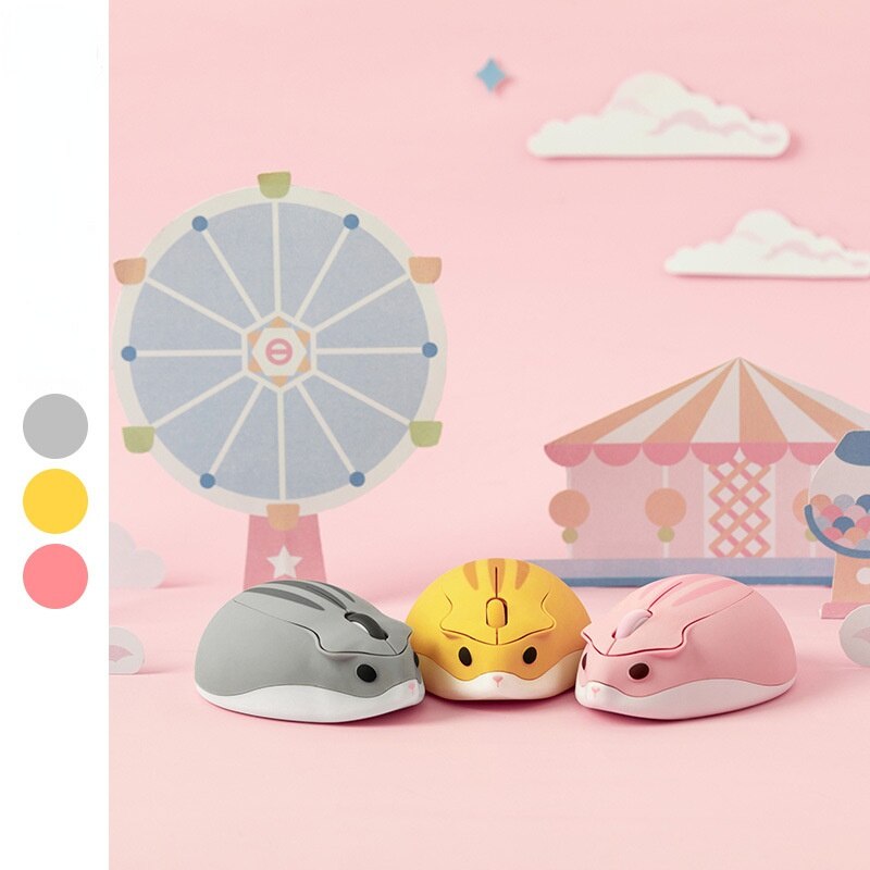 2.4G Wireless Optical Mouse Cute Hamster Cartoon Computer Mice Ergonomic Mini 3D Office Mouse For Kid Girl PC Tablet