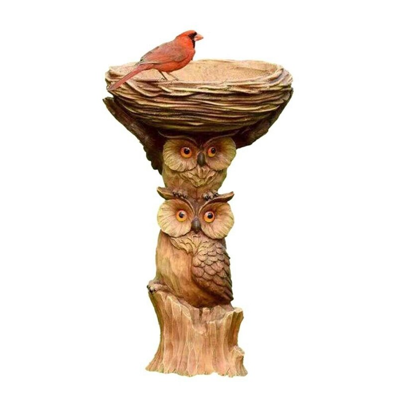 Plateau de bain et mangeoire pour oiseaux, piédestal, oiseau de jardin, plateau de bain en plein air, disque de hibou: Default Title