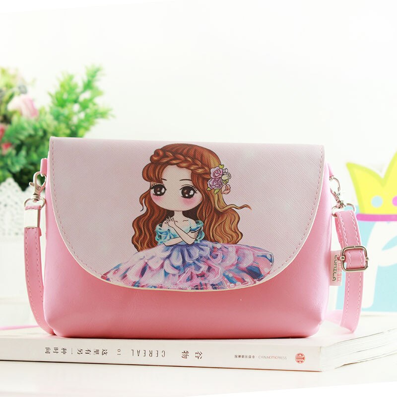 Korean Style Cartoon Cute Girl Pu Leather Cross-Body Phone Crossbody Bag Mini Hanging Neck Bag WonDo: 9