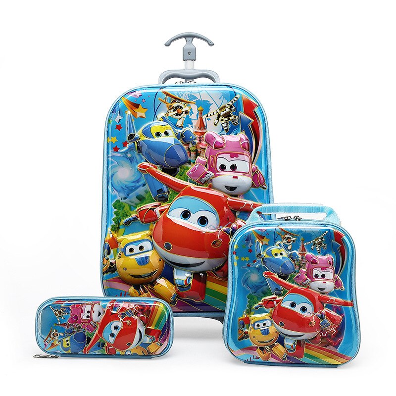 Neue Kinder Gepäck Rad Trolley Gepäck Jungen Mädchen Kinder Rucksack Schule Rucksack kinder Tasche Roll Beutel 3D Koffer