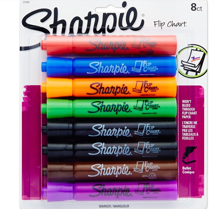8 Pens/Box American Sanford Sharpie Whiteboard Marker Set Flipchart Mark Hanging Paperboard Special Pen Round Head 22480: Default Title