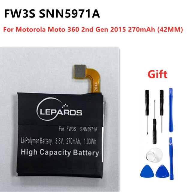 Batterie d&#39;origine pour Motorola moto 360, WX30, SNN5951A, 1st, 2nd, 46mm, FW3L, SNN5962A, 42mm, FW3S, SNN5971A,: FW3S SNN5971A