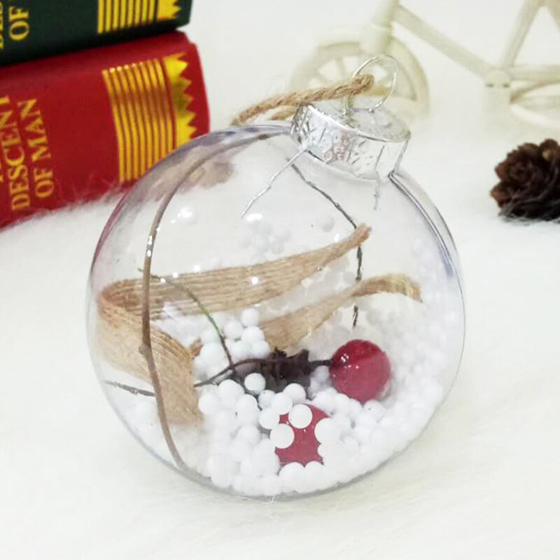 4Pcs Christmas Tree Decorations Ball Transparent Open Plastic Clear Ornament Tree Decorations Xmas Supplies Candy Ball: B section