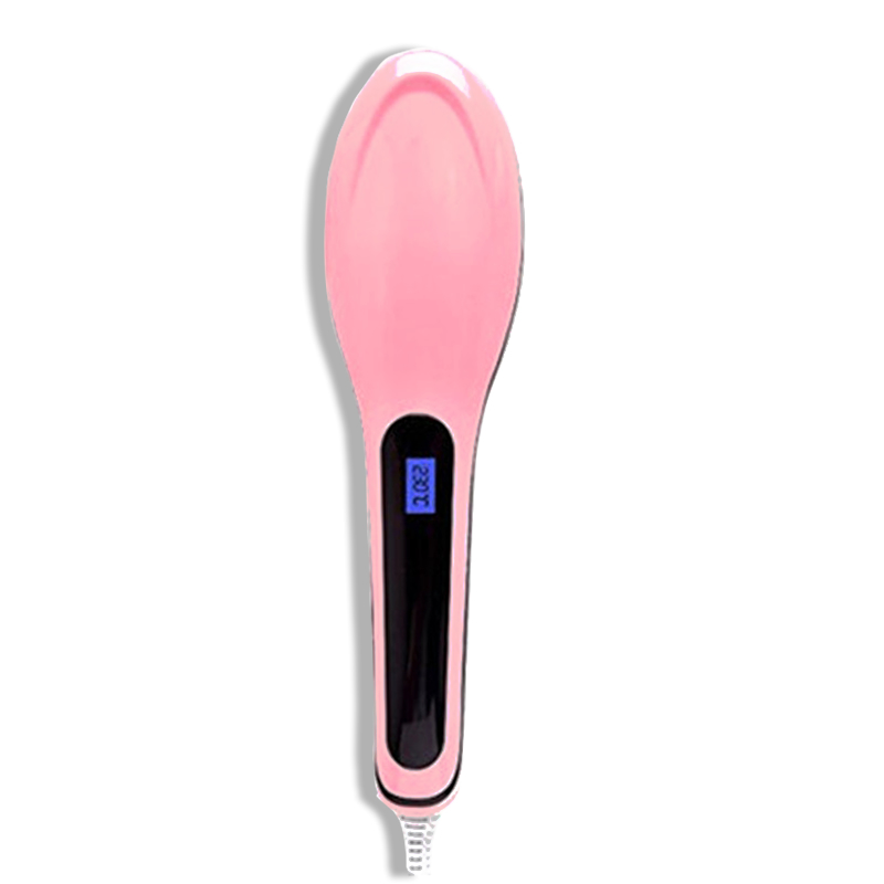 Hair iron Straightener Brush Straight Hair Comb brush Electric Brush Comb Irons Hair Straightener Curler starightening comb: pink / US