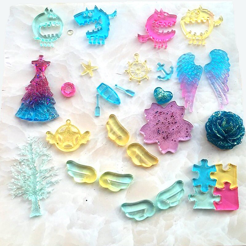 Moldes de silicona con forma de alas para joyería, moldes de silicona con forma de alas de Diablo en ángulo Kawaii