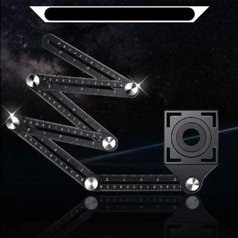 Tile Tool Six-Sided Angle Measuring Locator Universal Ruler Tile Hole Drill Guide Perforated Template Locator Aluminum Alloy