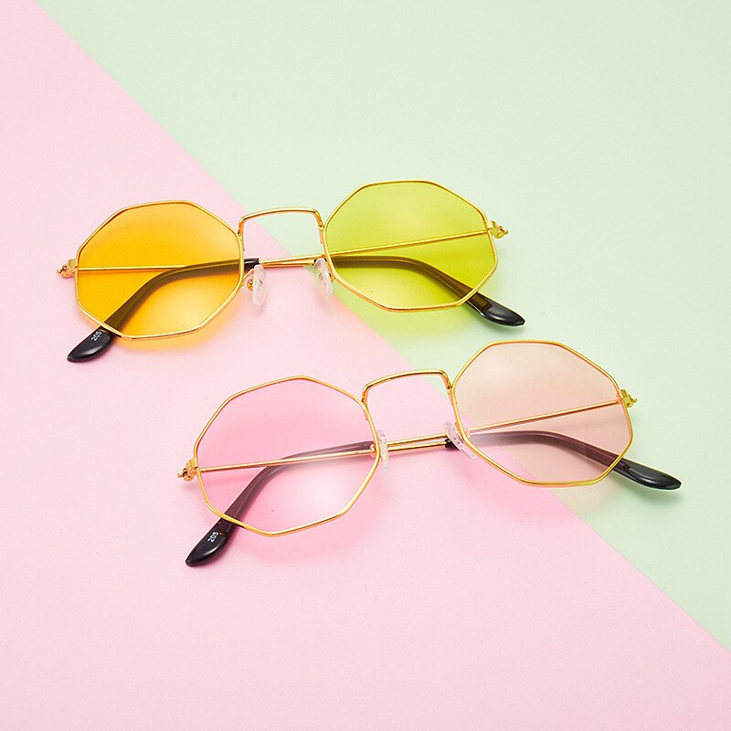 Monturas de gafas de Metal polígono para hombre y mujer, gafas ópticas Retro Vintage, transparentes