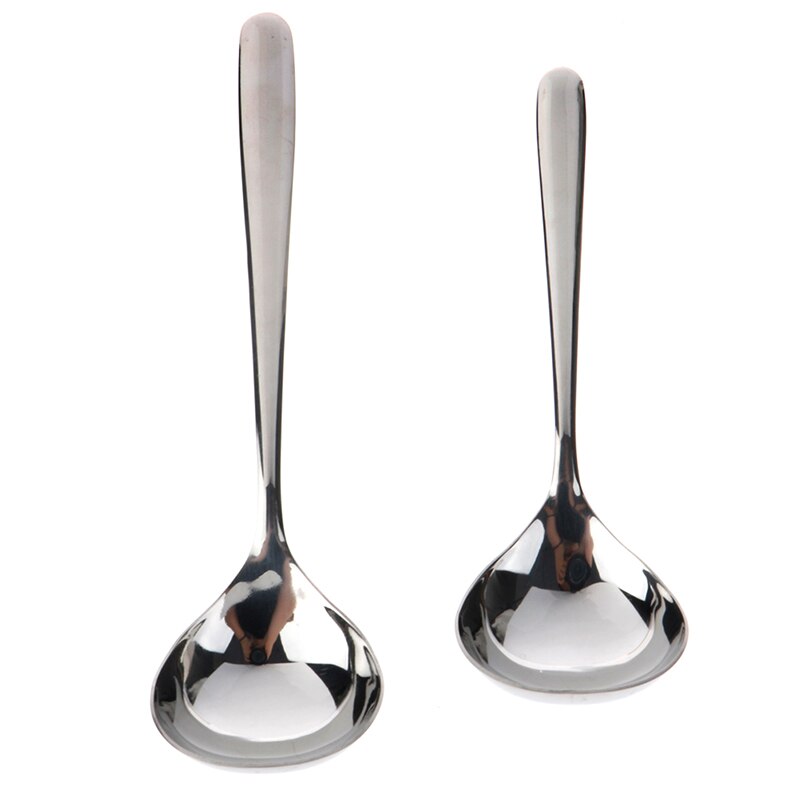 1 Pcs 17.5/20cm Soup Spoon Deepen Thickened Stainless Steel Serving Spoons Chinese Cooking Meal Food Spoon Dinnerware