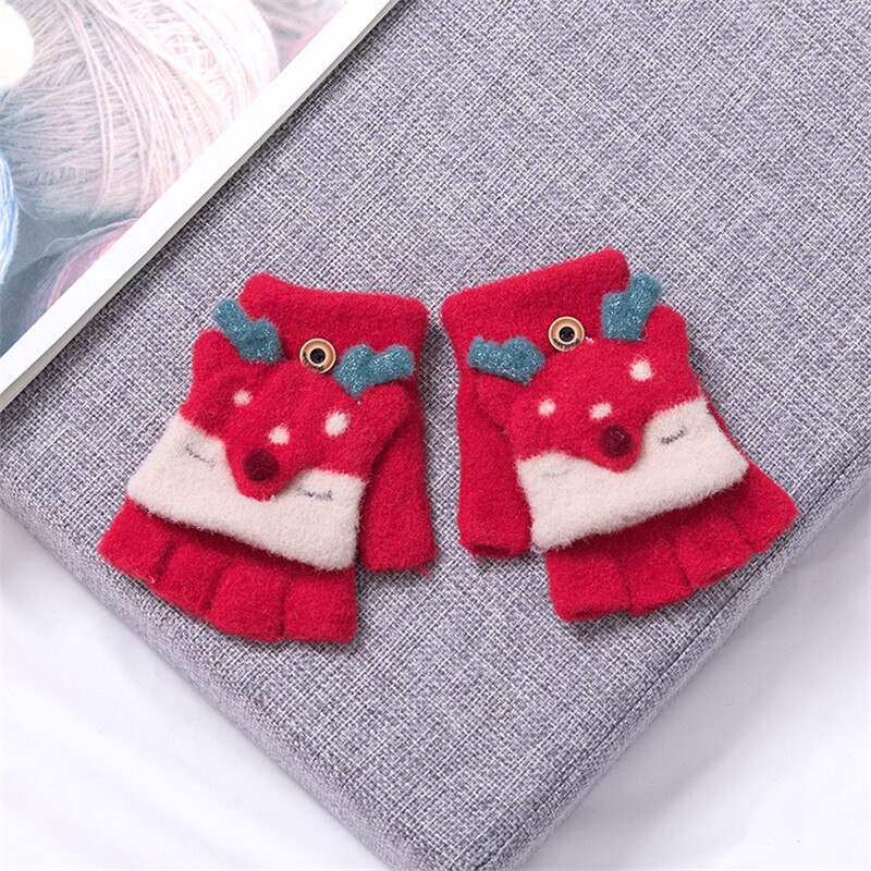 cerf bébé gants avec rabat hiver maternelle étudiant gants pour bébé filles et garçons enfants gants mitaines enfant lanière: red