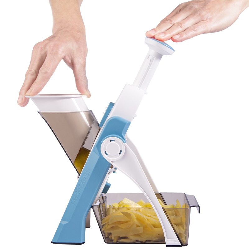 ONCE FOR ALL Utensilios de cocina para cortar verduras y patatas, trituradora de alimentos, rallador de frutas, espesar, Cortador Manual de zanahorias, accesorios de cocina: Haze Blue